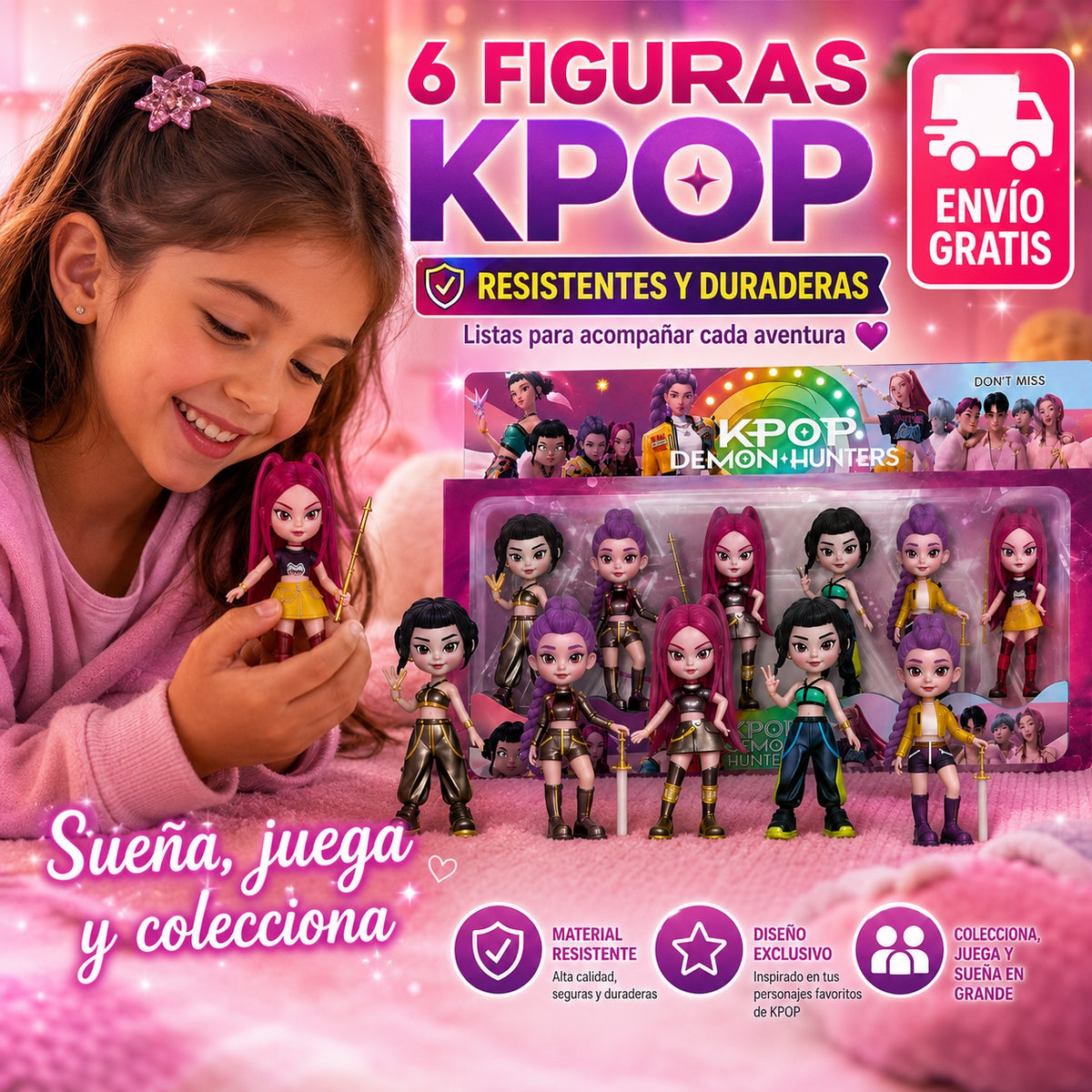 Set de 6 figuras K-Pop para jugar y coleccionar