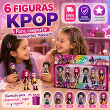 Seis figuras K-Pop presentadas en caja de regalo