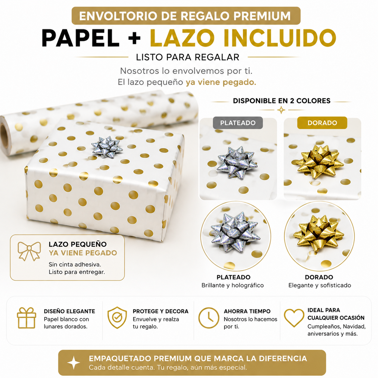 HAZ QUE SEA PERFECTO¡¡ PAPEL REGALO + LAZO ( INCLUYE EMPAQUETADO)