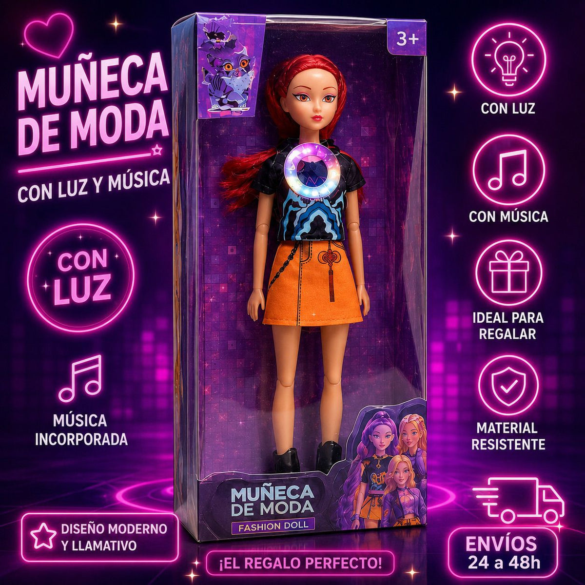 Muñecas K‑Pop con luz, música y accesorios| Rumi, Zoey y Mira