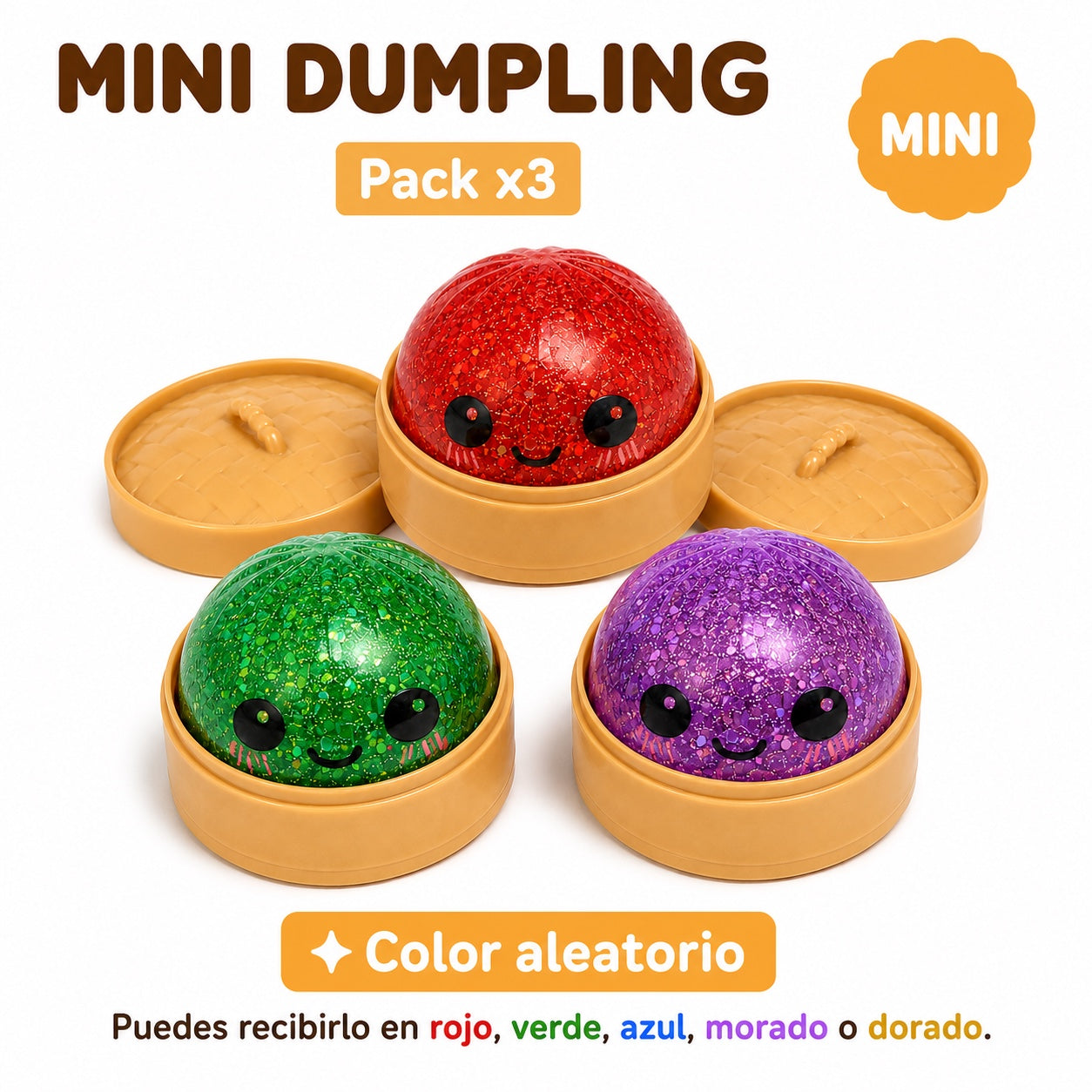 Mini Dumpling Purpurina Aleatorio Pack de 3