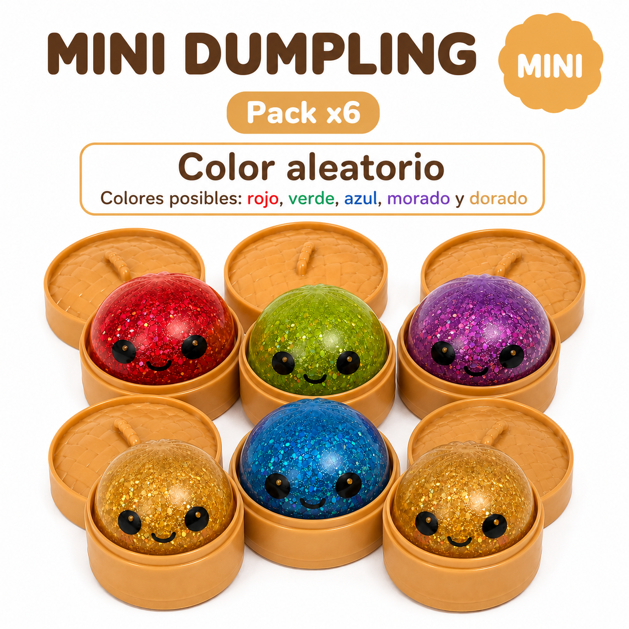 Mini Dumpling Purpurina Aleatorio Pack de 6
